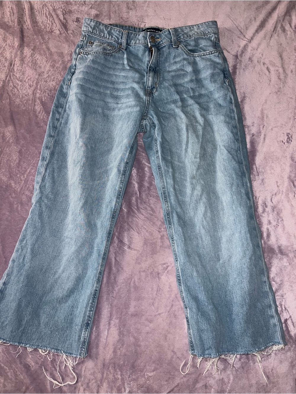 Aeropostale High Rise Wide Leg Light Blue Jeans